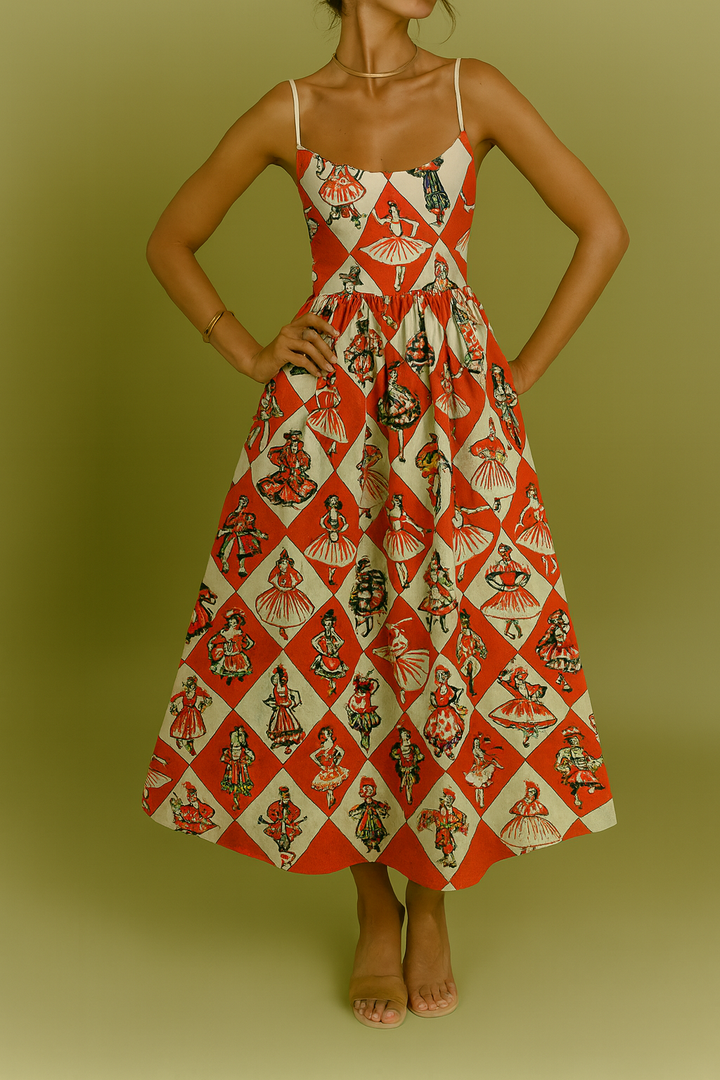 Vestido Tirantes estampado de rombos