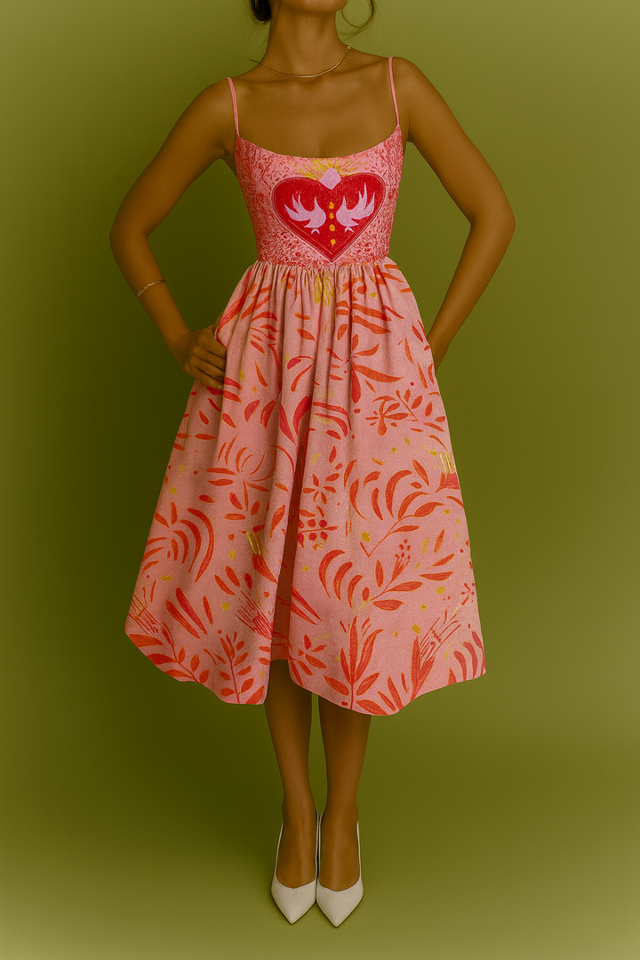 Vestido Tirantes estampado corazones