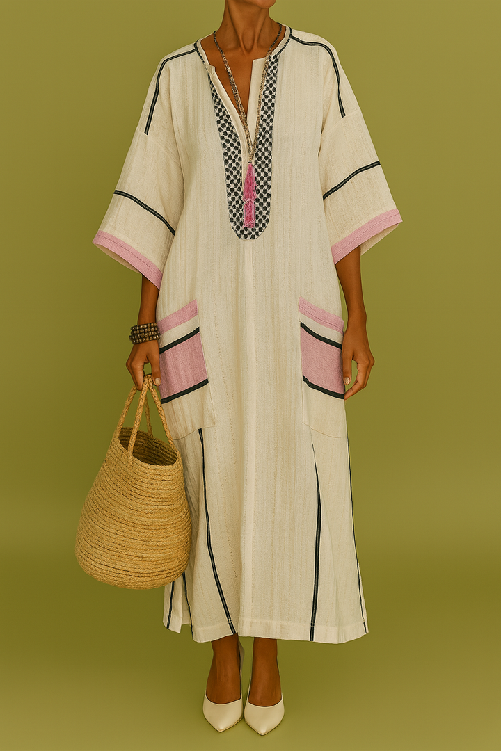 Conjunto de Lino Bolsillos Rosas