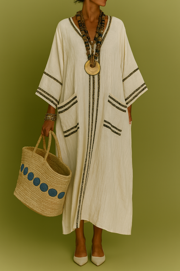 Conjunto de Lino Rayas Negras y Amarillas