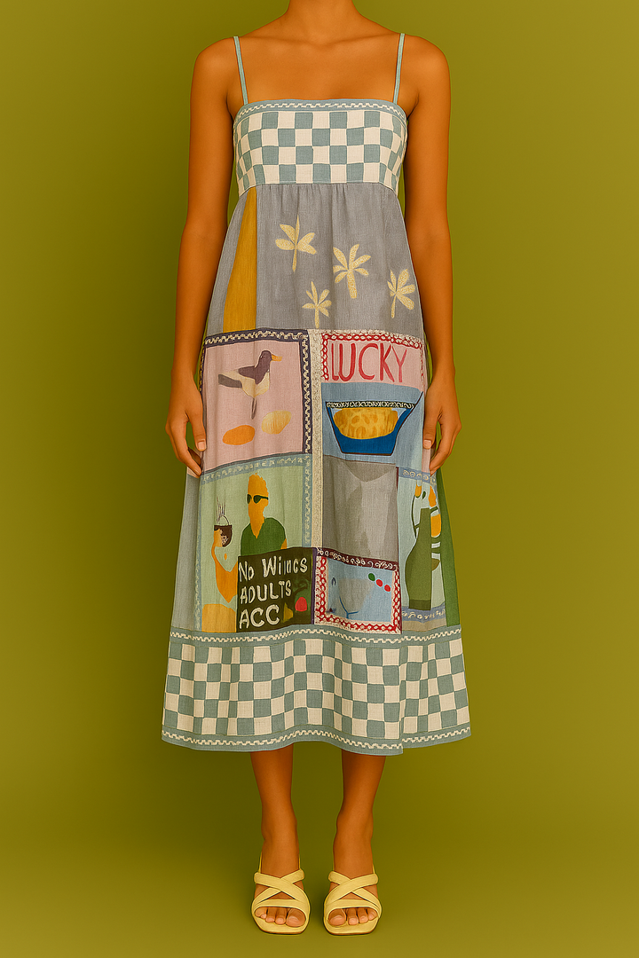 Vestido Tirantes estampado cuadros