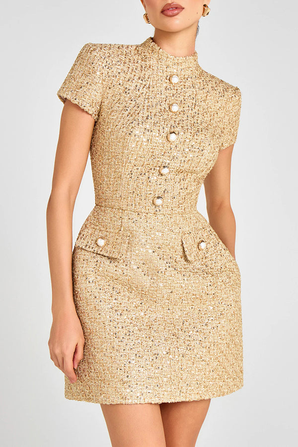 Gold Standard Tweed Fabric Mini Dress